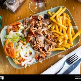 Kasviskebab vöner ranskalaisilla