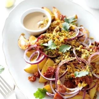 Falafel ristikkoperunoilla